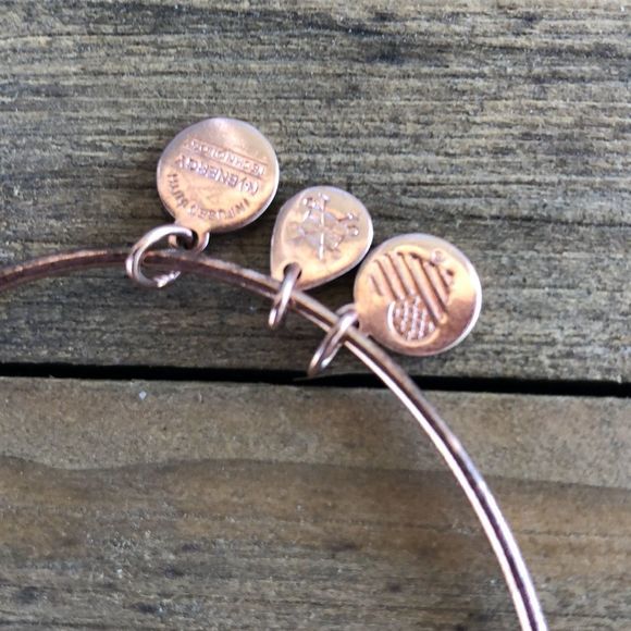 Alex and Ani Black Enamel Crystal Joy Rose Gold Tone Charm Bracelet! EUC - Picture 4 of 10